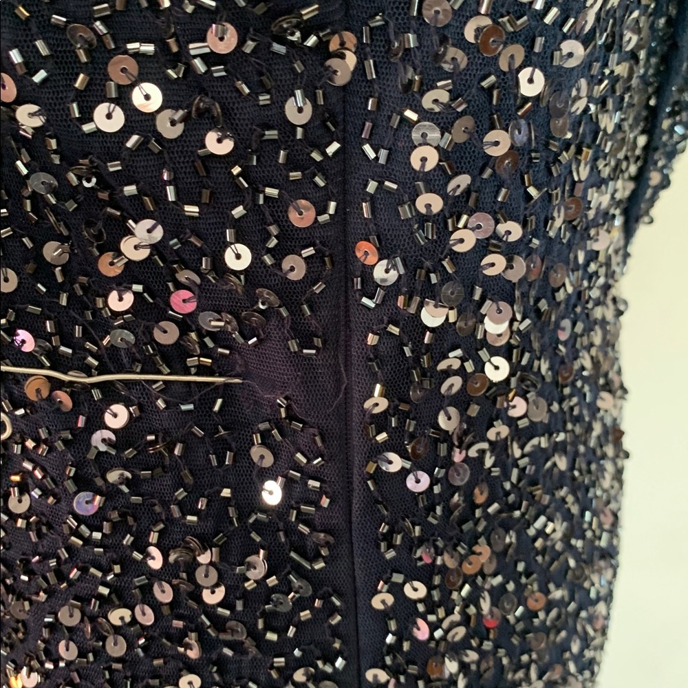 Pizarro Nights Elegant Dark Blue Sequin Dress Size 14 - Picture 11 of 17